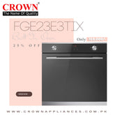 Crown B4-FGE23E3TIX Built-In Oven – 73L Stainless Steel Electric Kitchen Oven with Multi-Function Cooking
